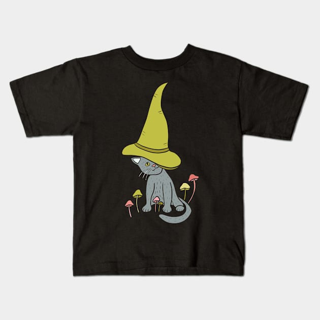 Kitten Witch Kids T-Shirt by Alissa Carin